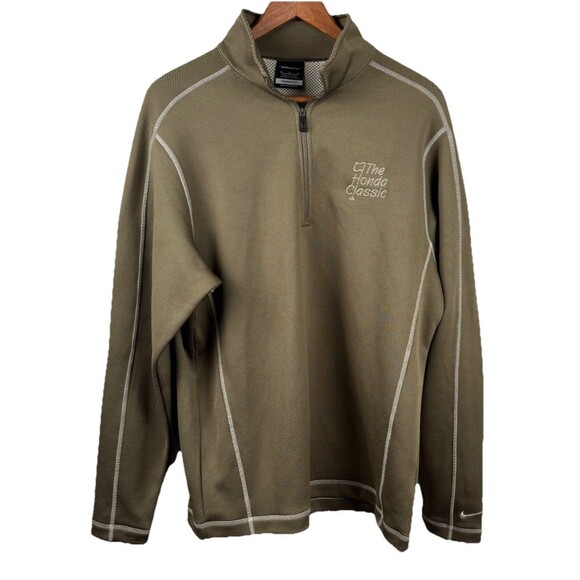 Nike Golf Therma-Fit 1/4 Zip Men's Medium Pullover Olive Green The Honda Classic - Picture 2 of 8